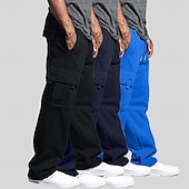 billiga Joggingbyxor-Herr Militärbyxor Fleecebyxor Joggingbyxor Joggare Långbyxor Elastisk midja Snörning Flera fickor Ensfärgat Vindtät Utomhus Knelängd Utomhus Ledigt Dagligen Mode Streetwear Svart + Vit + Ljusgr