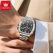 abordables Montres à quartz-OLEVS Hommes Montre à quartz Luxe Grand cadran Affaires Montre-bracelet Lumineux Calendrier IMPERMÉABLE Bracelet en acier inoxydable Suivre