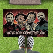 levne Halloween-1ks halloweenská rohožka ke dveřím s hororovými postavičkami - protiskluzová, super savá, pratelná polyesterová koupelnová předložka pro vnitřní i venkovní použití