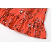 tanie Sukienki boho-Damskie Sukienka mini Sukienka w kwiatki Sukienka Boho Sukienka z nadrukiem Strój zachodni Zabytkowe Moda Urlop Święto Weekend Regularny Kwiat Bez rękawów W serek Pomarańczowy Lato
