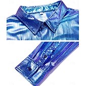 economico Cime-Disco Anni &#039;80 Metallico Lucido Blusa / Camicia Mascherata Disco Tinta unica Per uomo Costume di Carnevale Mascherata Festa / Sera Parata dell&#039;Orgoglio Mese dell&#039;orgoglio Adulti Camicia