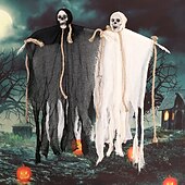 preiswerte Halloween Außen Dekor-2er-Pack hängende Halloween-Dekorationen mit Skelettgeistern, Sensenmänner für Halloween-Außendekorationen, fliegendes Halloween-Skelett-Geist, Spukhaus-Requisite, Party-Dekor
