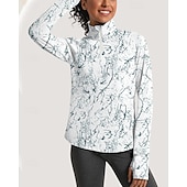 tanie Koszula damska-Damskie Sztuka abstrakcyjna Koszulka polo Koszulka do tenisa Długi rękaw Nadruk Quarter Zip Pullover Ochrona UV Elastyczny Oddychający Bransoletka tenisowa Golf Pikle Kołnierz zapinany na zamek