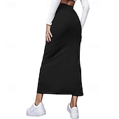 voordelige Effen rokken-Dames Rok Casual Maxi Medium taille Rokken Effen Gespleten punten Micro-elastisch Vakantie Straat Zwart Rood Licht Bruin Bruin Zomer Polyester
