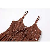 preiswerte Ausgefallene Kleider-Damen Minikleid Sommerkleid Unterkleid Druckkleid Westernkleid Mode Klassisch Urlaub Täglich Wochenende Normale Passform Blume Ärmellos Spaghettiträger Braun Sommer