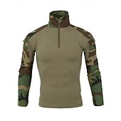 economico Cime-Per uomo Felpa con mezza zip Felpa militare Manica Lunga Collo alla coreana Top Esterno Traspirante Misto Cotone Mimetico Grigio scuro pitone nero Nero Viaggio Corsa