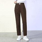 economico pantaloni eleganti da donna-Per donna Pantaloni Eleganti Pantaloni Moda Streetwear Lunghezza intera Vita Alta Semplice Tasca Elastico in vita Traspirabilità Confortevole Streetwear Abbigliamento quotidiano Uscire Nero Marrone
