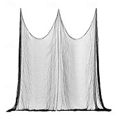 economico Halloween-Tenda in garza nera spettrale da 1 pezzo per Halloween, perfetta per decorazioni di case infestate, discoteche e stanze di fuga, tessuto in poliestere, decorazioni di Halloween, contenitore