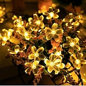 abordables Guirlandes lumineuses led-Guirlande lumineuse solaire en forme de cerisier, 12 m, 100 LED, luminaire décoratif d&#039;extérieur, idéal pour Noël, un mariage, une cour, un balcon ou une clôture, idéal pour Halloween