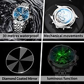 abordables Relojes mecánicos-OLEVS Hombre Relojes Mecánico Al Aire Libre Moda Reloj Casual Reloj de Muñeca Cuerda Automática Pantalla de fase lunar Luminoso Calendario perpetuo Acero Reloj