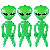 abordables Halloween-3 figuras inflables alienígenas coloridas para decoración festiva de Halloween con calabazas y telarañas. &amp;Linternas de 85 cm/33,5 pulgadas: perfectas para celebraciones espeluznantes, de plástico