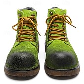 abordables Bottes de randonnée-Bottines à lacets en daim vert pour homme – chaussures de travail vintage pour l&#039;extérieur, idéales pour la randonnée automnale, le jardinage et le quotidien