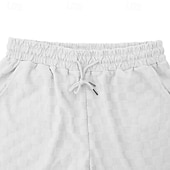 billiga Set med herr-T-shirts-Herr T-shirtkostymer Träningsoverall Tennisskjorta Shorts och T-shirt set Kort ärm Rund hals Sommar Rutig Slät Gymnastik Ledigt 2 st Semester Dagliga kläder Sportkläder Svart Vit Grå Topp t-shirt för