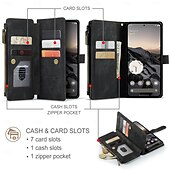 abordables Coques Samsung-téléphone Coque Pour Samsung Galaxy Pixel 8 Pro Pixel 9 Pixel 9a Étui Portefeuille Fermeture Éclair avec Lanière Support TPU faux cuir