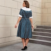 levne Šaty-Retro 50. léta Rockabilly Polední A-Line šaty Flare šaty Větší velikosti Puntíky A-Linie Dámské Dovolená Párty a večer Retro tematická párty Dospělí Šaty Jaro léto