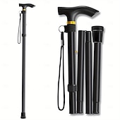 billiga Campingutrustning-justerbar höjd vandringsstav 1-pack hopfällbar käpp lätt aluminiumlegering kombinationslås resevandringshjälpmedel för män kvinnor äldre - bärbar&amp;amp;hopfällbar (svart)