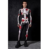 levne Kostýmy pro páry a skupiny-Lebka, kostra, cukrová lebka, body, halloween, skupinové kostýmy pro páry, celotělový kombinéza, strašidelný kostým pro pány, ženy, chlapce, děti, dospělé, představení, párty, klub, halloween,