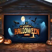 halpa Halloweenin autotallin ovipeite-Halloween Ulkona autotallin ovikatos Kurpitsa Vainajat Lippu Suuri Gobeliini Taustakuvajuhlia varten Ulkona autotallin ovi Koti Seinäkkeet