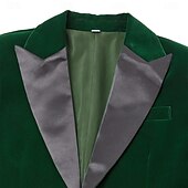 cheap Blazer&amp;Jacket-Men&#039;s Velvet Blazer Jacket Tuxedo Christmas Vintage Solid Colored Blazer Red Green Standard Fit