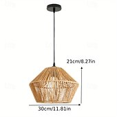 economico Luci a sospensione-Lampada a sospensione in rattan, lampada boho con diametro 30 cm, paralume in rattan, lampada a sospensione vintage E27, intrecciata per soffitto per tavolo da pranzo, cucina, camera da letto,