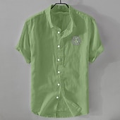 economico Classico-Per uomo Camicia Camicia di lino Camicia Estiva Camicia da Spiaggia Camicia con Bottoni Girasoli Vacanza Casuale Bianco Verde chiaro Rosa Blu Manica Corta Collo ripiegato Estate Abbigliamento