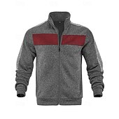 preiswerte Lässige Jacken-Herren Freizeitjacke Collegejacke Urlaub Täglich Atmungsaktiv Tasche Frühling Herbst Farbblock Mode Klassisch Stehkragen Regulär Schwarz Rote Grün Hellgrau Dunkelgray Jacken