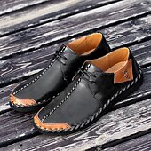 billige Sneakers til herrer-Herre Fritidssko for menn Håndlagde sko Gange Fritid Mikrofiber Bekvem Sklisikker Pustende Snøring Vin Svart Brun Sommer Vår