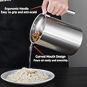 economico Utensili e gadget da cucina-Filtro e contenitore per grasso in acciaio inox da 1,2 l/1,7 l - grande contenitore per la raccolta del grasso con coperchio antipolvere &amp;impugnatura facile da impugnare - per pancetta, cottura in