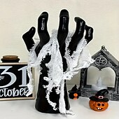 levne Halloweenové závěsné a stolní dekorace-3 ks halloweenské nástěnné dekorace strašidelné ruce držák na svíčky závěsný háček kolekce strašidelný duch ruka úložná police dekorace