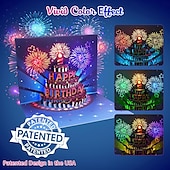 abordables Decoración y lámparas de noche-Tarjetas de cumpleaños, tarjetas de felicitación con fuegos artificiales emergentes en 3D, musicales &amp;Tarjeta de regalo de cumpleaños con luces LED, regalo de feliz cumpleaños