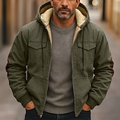 baratos camisolas de lã-Homens Moletom Full Zip Hoodie Moletom de lã Moletom Tático Verde Tropa Cáqui Cinzento Com Capuz Colarinho polo Tecido Bolso frontal Desportos e Ar livre Casual Diário Roupa de rua Legal Designer