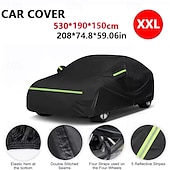 baratos Coberturas para automóveis-Capa de carro resistente à prova d&#039;água, proteção máxima contra chuva, neve, raios UV, vento e poeira, com faixa reflexiva