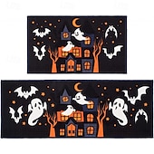 cheap Halloween Kithen-2pcs Halloween Kitchen Rugs and Mats Non-Slip Anti-Fatigue Kitchen Rug Set for Entryway ,Kitchen and Laundry