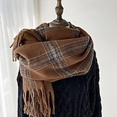 abordables Chales y pañuelos de mujer-Mujer Bufanda Rectangular Bufandas de mujer Calle Diario Cita Camello Negro Amarillo Bufanda Plaid