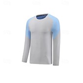 abordables Tapas-Hombre Camiseta de rendimiento Camiseta deportiva Manga Larga Cuello Barco Camiseta Al aire libre Secado rápido Reductor del Sudor antiolor Transpirable Poliéster Retazos Rosa Azul Azul cielo Tenis
