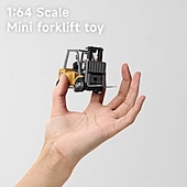 preiswerte Parteibevorzugung-1/64 RC-Gabelstapler-Spielzeug, 7-Kanal-2-Modus-Mini-Fernbedienungs-Gabelstapler mit wiederaufladbarer Batterie, 2-in-1-transformierbare Hubgabel &amp;Haken mit Lichtern &amp;Geräusche für Erwachsene, Kinder,