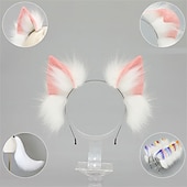 economico Accessori per acconciature-Fascia con orecchie da lupo realistiche – orecchie da volpe e lupo lolita fatte a mano per cosplay, stile kc, feste, convention e accessori per giochi di ruolo