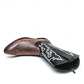 abordables Cowboy et bottes occidentales-Homme Bottes Bottes de Cowboy Rétro Chaussures en Peau de Serpent Marche ancien Occasionnel Cuir PU Confortable Antidérapant Chaud Bottes Mi-Mollet Mocassin Marron Noir / Rose