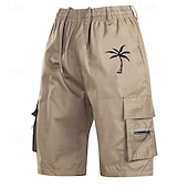 economico Classico-Per uomo Pantaloncini cargo Shorts Pantaloncini Estivi Elastico in vita Coulisse Multi-tasche Albero di Cocco Comodità Indossabile Lunghezza al ginocchio All&#039;aperto Sport Quotidiano Moda Casual Nero