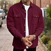 abordables Manteaux &amp; vestes-Homme Veste Légère Veste gaufrée Veste Décontractée Vacances Quotidien Respirant Avec Poches Printemps Automne Uni Mode Classique Revers Régulier Noir Blanche Vin Vert foncé Kaki Veste
