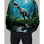 billiga Pojkens 3D-djur-Pojkar 3D Dinosaurie Huvtröja Långärmad Vår Höst Mode Streetwear Barn 4-12 år Huva Utomhus Ledigt Dagligen Normal