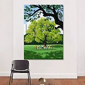 abordables Peintures paysages-Peinture à l&#039;huile faite à la main sur toile, décoration murale, paysage vert impressionniste, art de guérison pour la décoration intérieure, cadre tendu, peinture suspendue/enroulée, sans cadre,