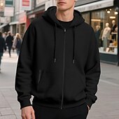 abordables sudaderas basicas hombre-Hombre Sudadera Sudadera con capucha y cremallera completa Sudadera con capucha de lana Albaricoque Negro Verde Ejército Azul Marino Gris Claro Con Capucha Plano Bolsillo Deporte Diario Festivos
