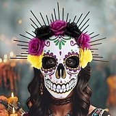 baratos Máscaras-Crânio de açúcar Dia das Bruxas Máscara Assustador Cara Completa Adulto Mulheres Dia Das Bruxas Carnaval Dia dos Mortos Espetáculo Festa Fantasias fáceis de Halloween Vestir-se