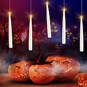 cheap Candle Lights-10/12/20 Pcs Suspended Electronic Candle Lamp Pencil Magic Wand Remote Control Halloween Christmas Party Atmosphere Decoration Lamp AAA Battery Box