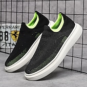 cheap Slip-On Casual Shoes-Men's Slip-On Knit Walking Sneakers – Lightweight Breathable Casual Shoes for Travel, Gym &amp; Daily Wear