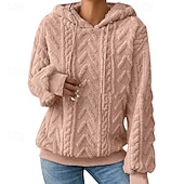 billige Ullgenser-Dame Pullover hettegenser-genser Hettegensere عادي Fritid Langermet Med hette Vanlige topper Gate Ferie Ut på byen Rød Lilla Kakifarget Høst Vinter