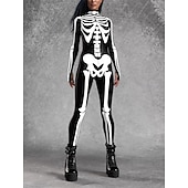olcso Páros és csoportos jelmezek-koponya csontváz test halloween csoportos páros jelmezek teljes testes macskaruha ijesztő jelmez férfi női fiú gyermek felnőttek előadás buli klub halloween karnevál halottak napja könnyű