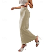 abordables Jupes unies-Femmes Jupe Moulant Occasionnel Maxi Taille Basse Jupes Uni Micro-Élastique Vacances Sortir Noir Amande Rose Marron Automne Polyester
