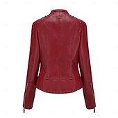 economico Giacche in finta pelle-Per donna Giacca in Ecopelle Confortevole Tasca Cerniera completa Moda Stile da Strada Semplice All&#039;aperto Casual Quotidiano Regolare Collo alla coreana Vestibilità regolare Manica Lunga Capispalla